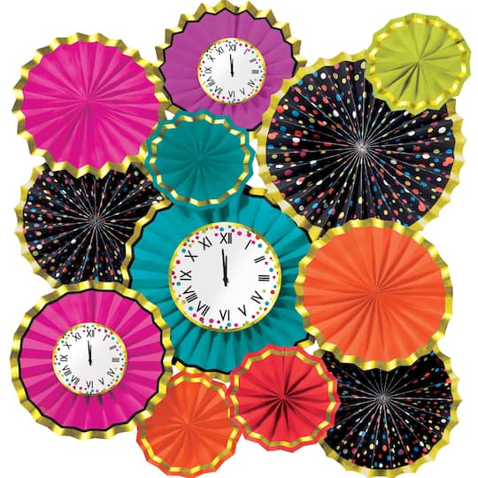 New Year&#x27;s Colorful Confetti Fan Decorating Kit